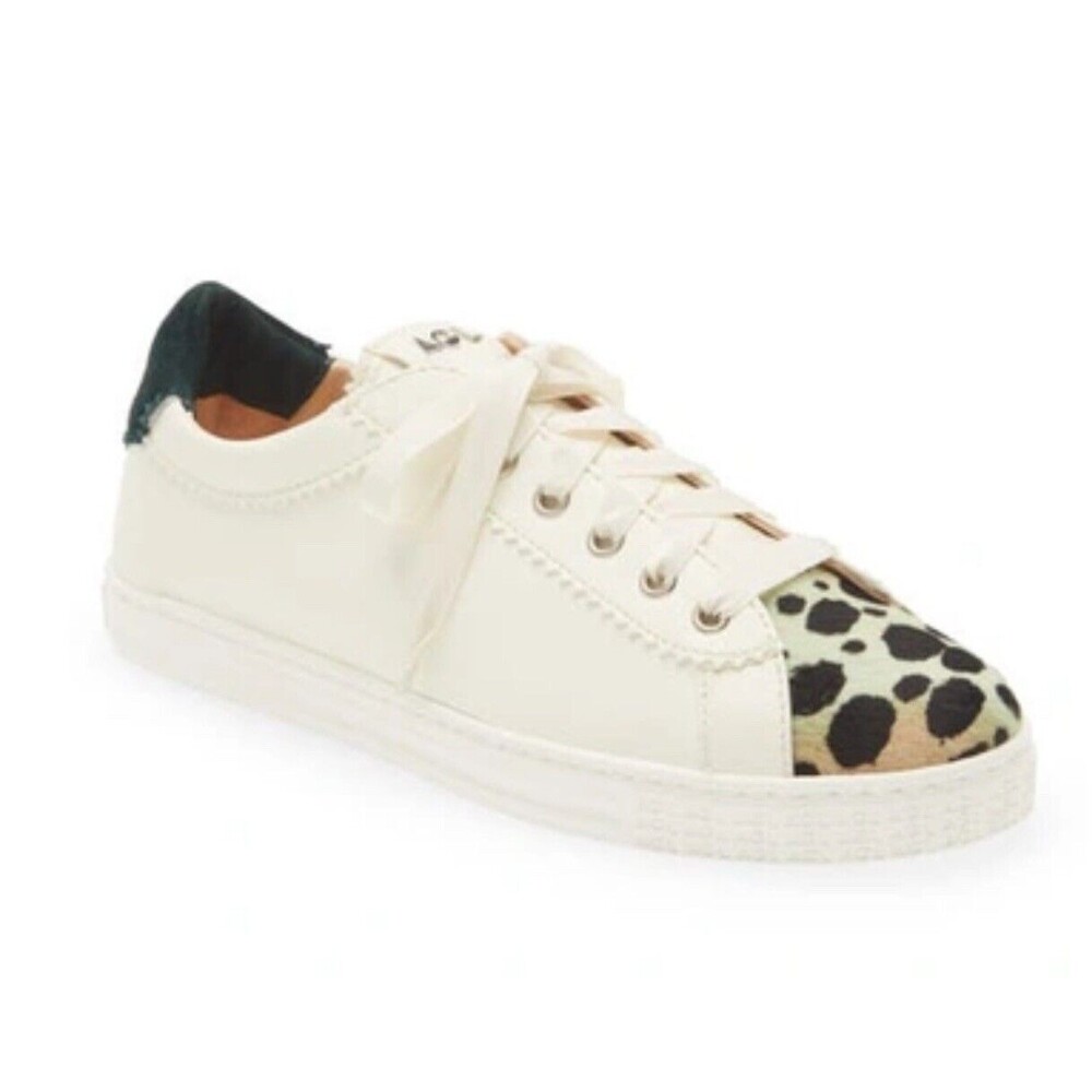 ADL Sade Genuine Calf Hair Sneaker In White Leather Sz 8 1/2 New